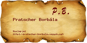 Pratscher Borbála névjegykártya